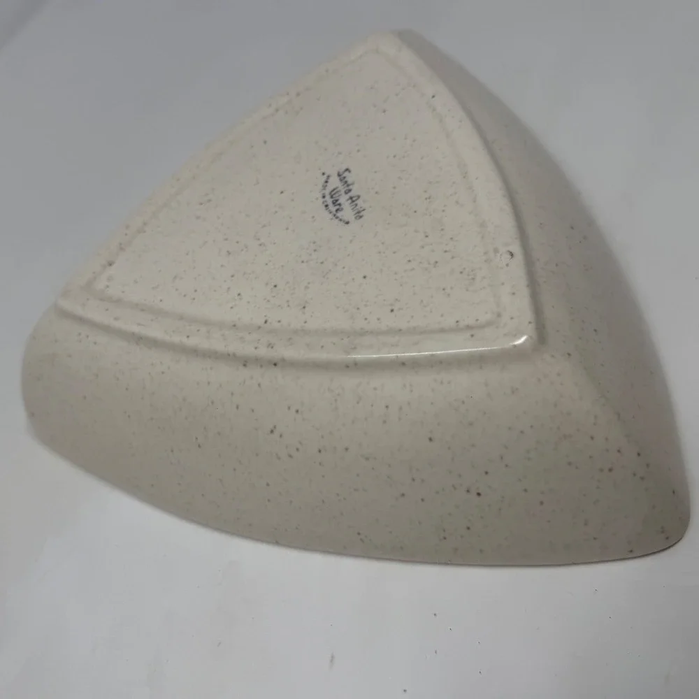 Santa Anita Ware California Pottery Triangular Speckled Divided Serving Dish MCM